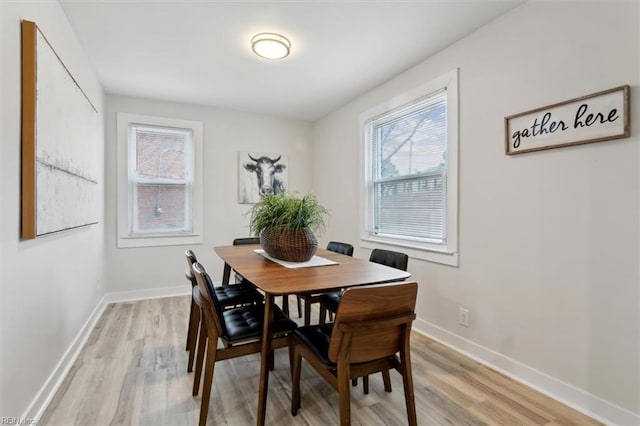 dining area with light hardwood / wood-style flooring