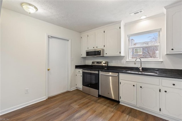 kitchen with white cabinetry, sink, and stainless steel appliances