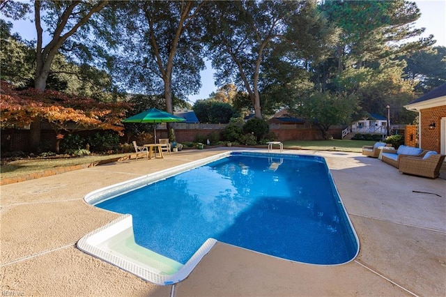 view of pool featuring a patio