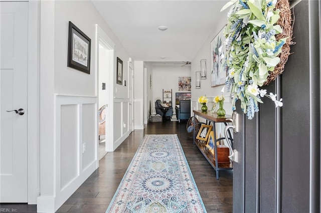 corridor featuring dark hardwood / wood-style floors