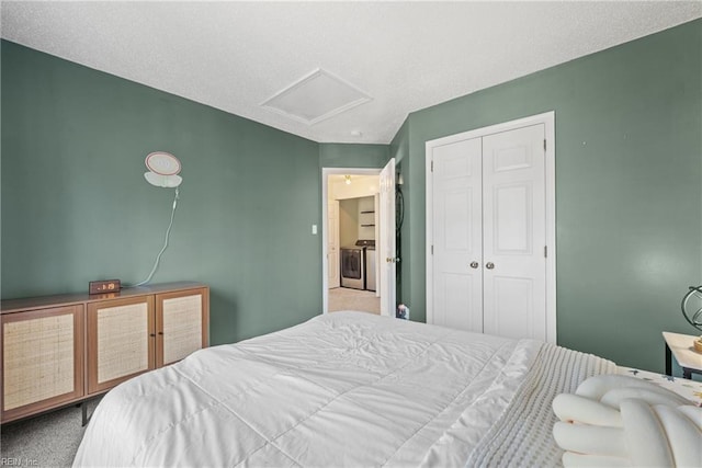 carpeted bedroom featuring a closet