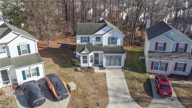 view of front property with a front yard and french doors