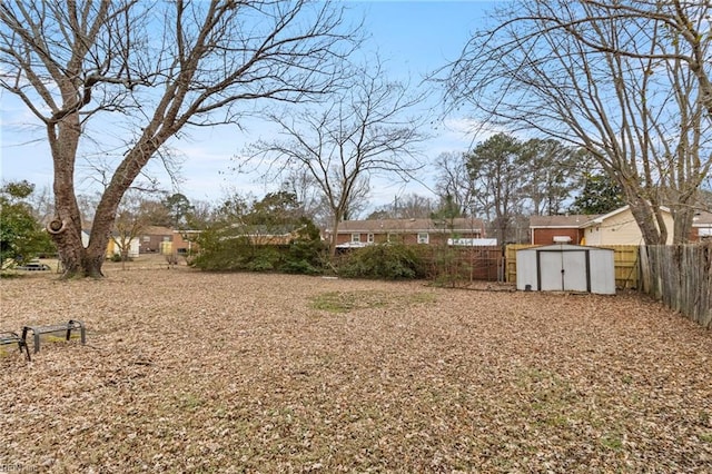 view of yard with a shed