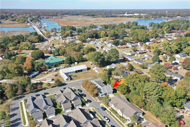 bird's eye view featuring a water view