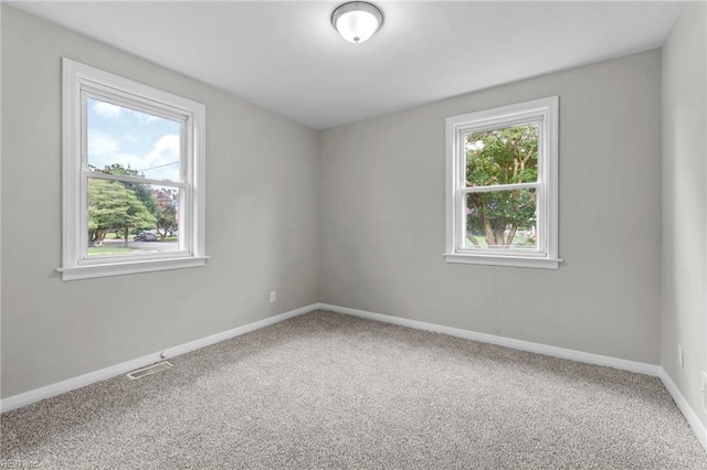 unfurnished room featuring carpet floors and plenty of natural light