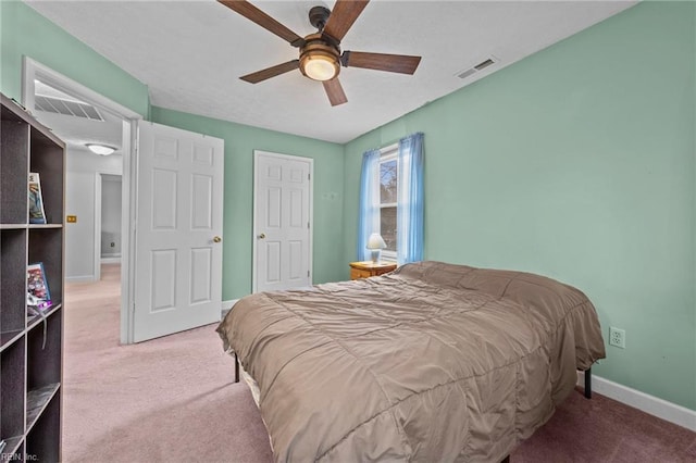 bedroom with carpet floors and ceiling fan