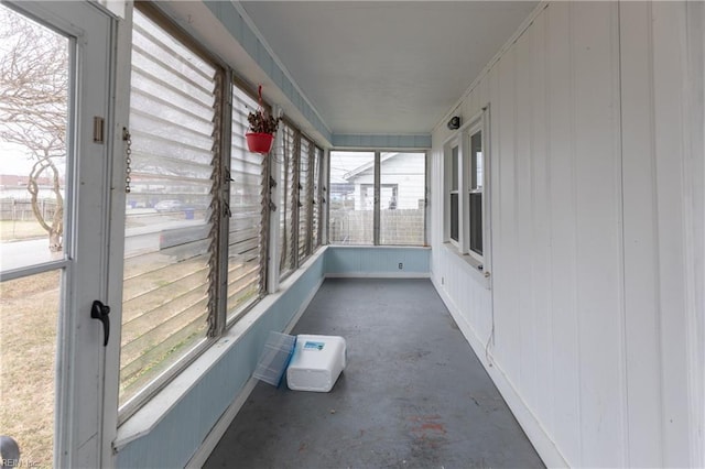 view of unfurnished sunroom