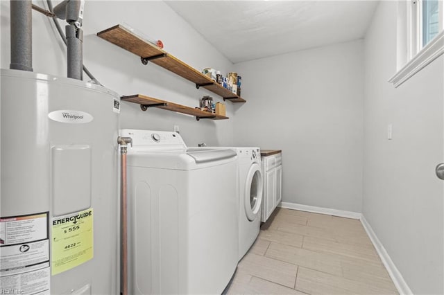 laundry area featuring independent washer and dryer and electric water heater