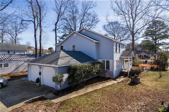 view of property exterior with a garage