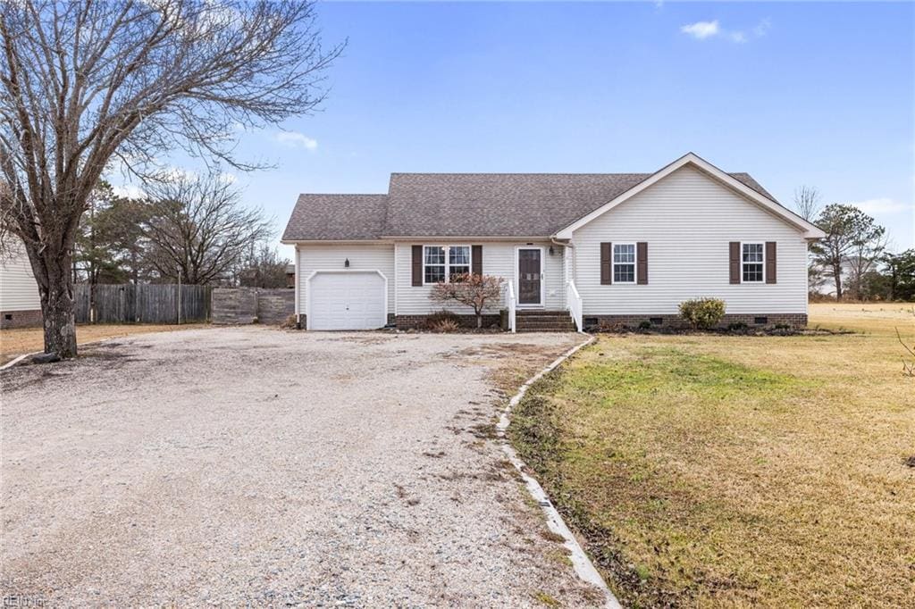 792 Tulls Creek Rd, Moyock, NC 27958 - single story home with a garage and a front lawn