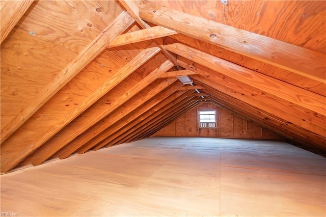 view of unfinished attic