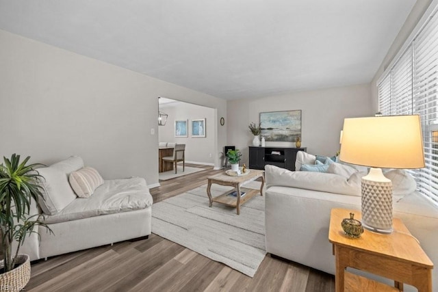 living room with hardwood / wood-style floors