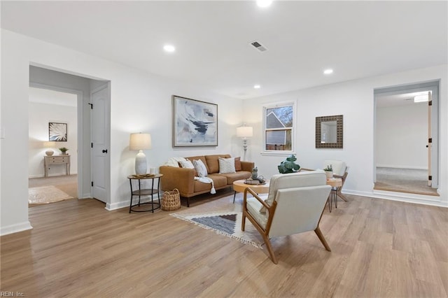 living room featuring light hardwood / wood-style floors