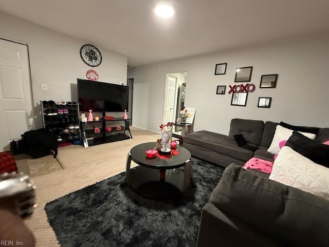 living room featuring carpet flooring