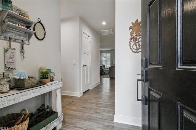 foyer featuring wood-type flooring