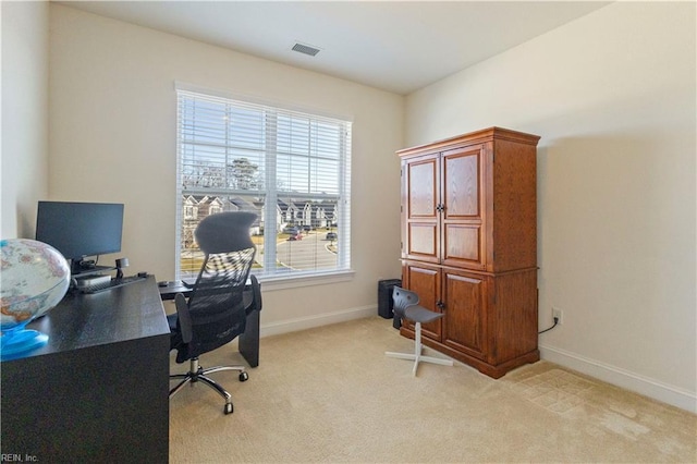 view of carpeted office space