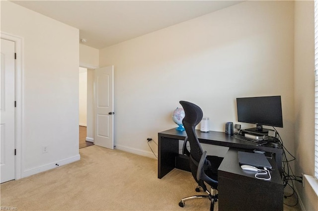 view of carpeted home office