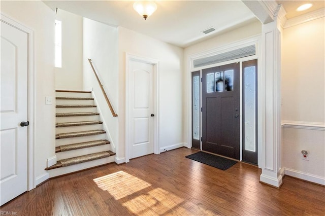 entryway featuring dark wood-type flooring