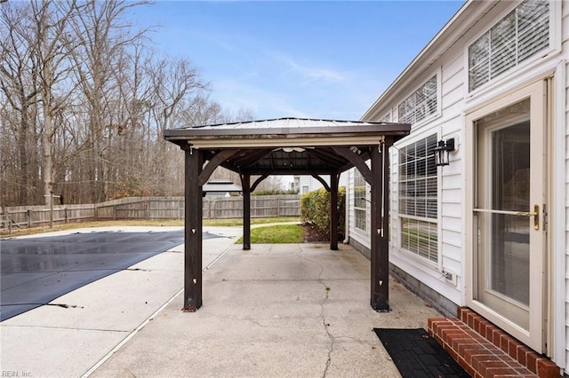 view of patio featuring a gazebo