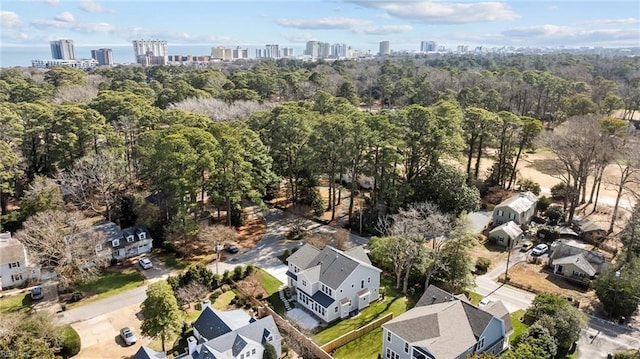 drone / aerial view with a city view