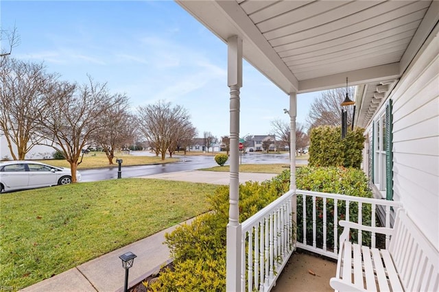 view of yard with a porch