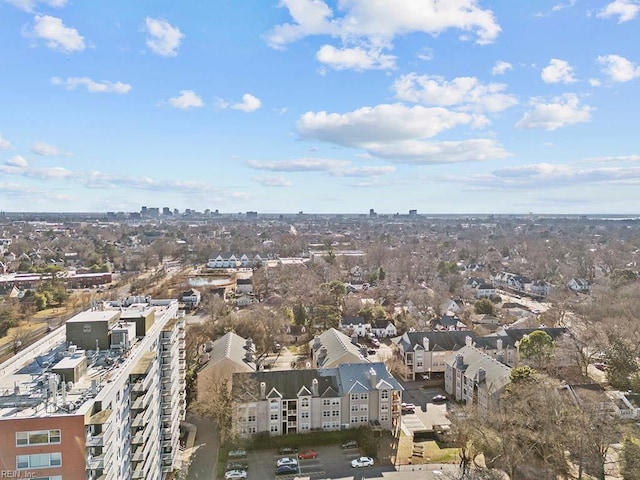 birds eye view of property with a city view