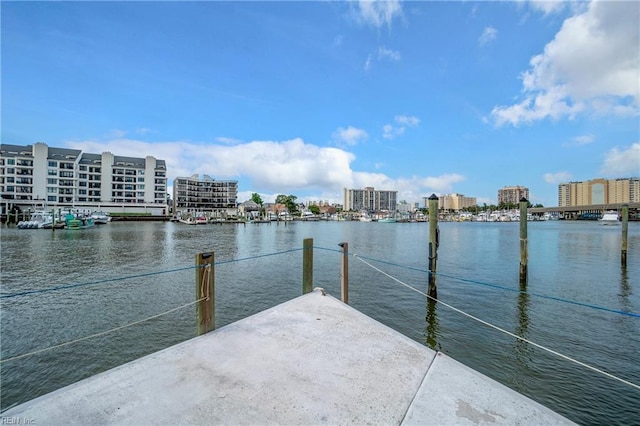 view of dock featuring a water view