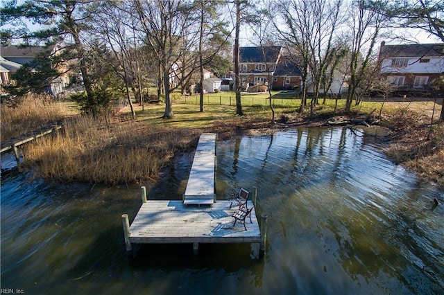 dock area featuring a water view