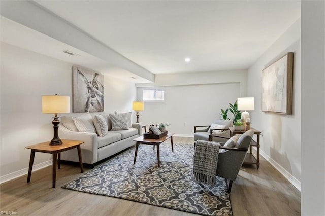 living room featuring hardwood / wood-style floors