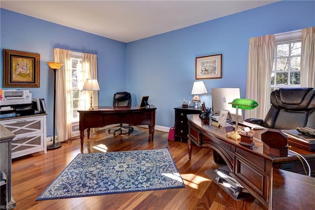 office space featuring hardwood / wood-style flooring