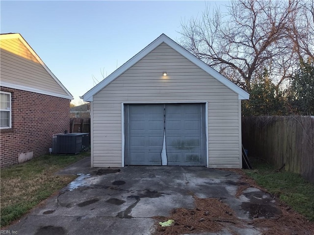 garage featuring central AC unit