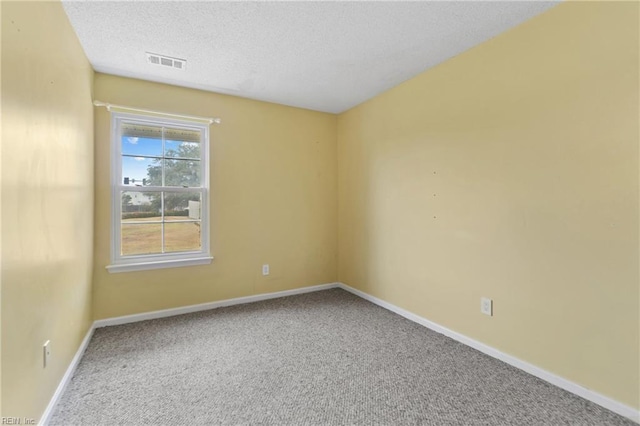 unfurnished room with carpet flooring and a textured ceiling