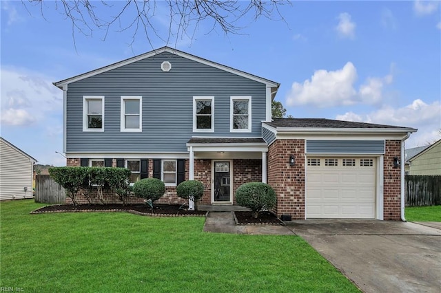 view of front of home with a garage and a front yard