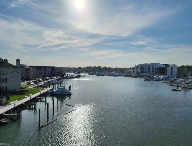 water view featuring a boat dock