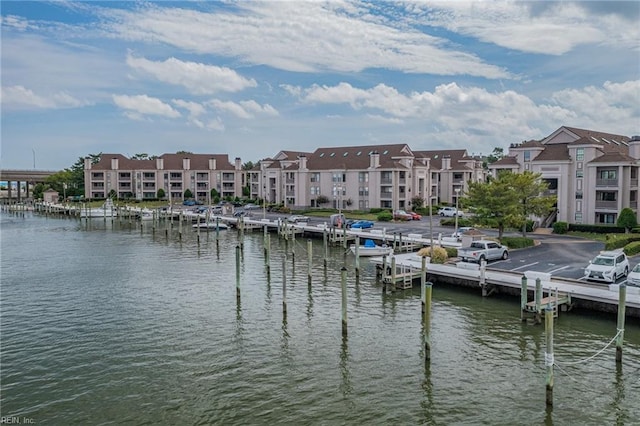 view of dock featuring a water view