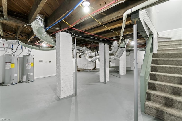 basement with water heater