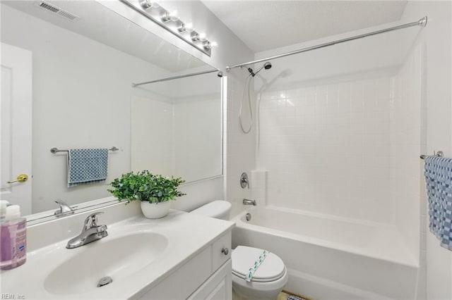 full bathroom featuring vanity, toilet, and shower / washtub combination