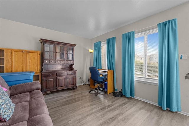 office area featuring light hardwood / wood-style flooring