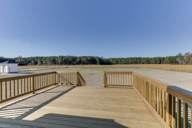 deck featuring a rural view