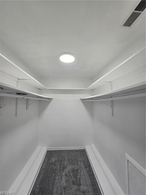 spacious closet with dark carpet