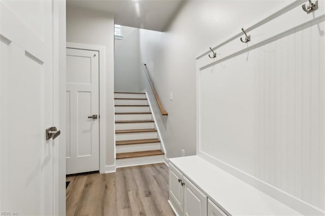 mudroom featuring light wood finished floors