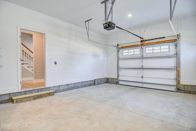 garage with a garage door opener