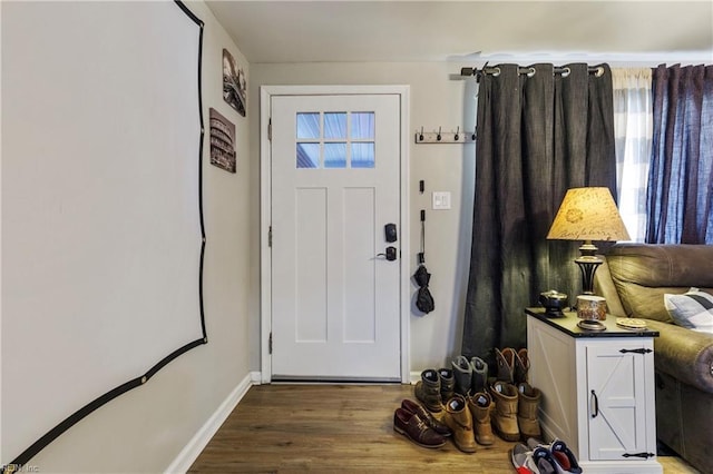 entrance foyer featuring dark hardwood / wood-style floors