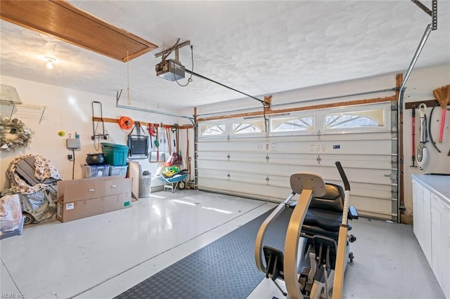 garage with a garage door opener