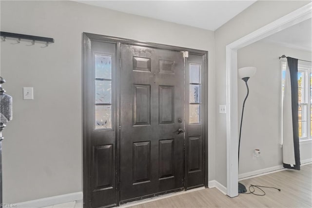 entrance foyer with light hardwood / wood-style floors