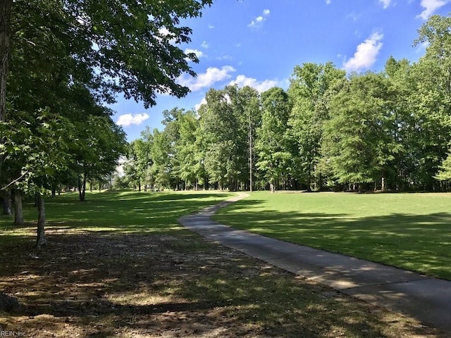 view of property's community featuring a yard