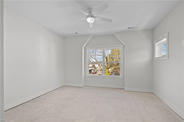 bonus room featuring ceiling fan