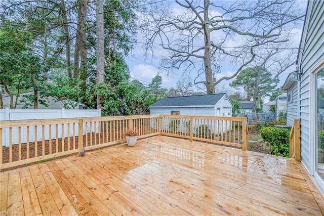 deck featuring an outdoor structure