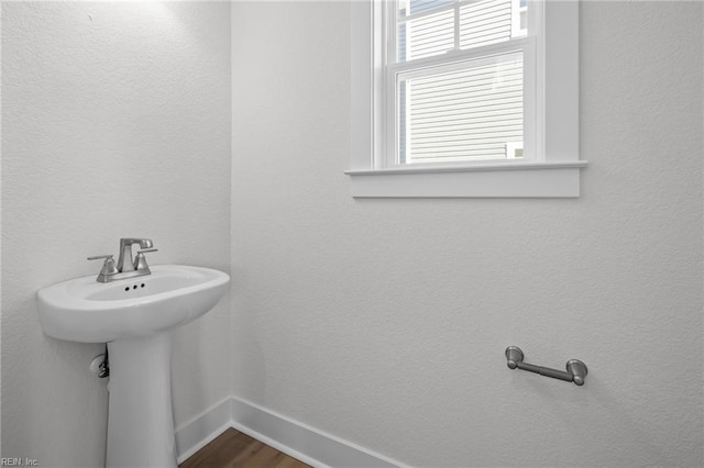 bathroom featuring wood-type flooring