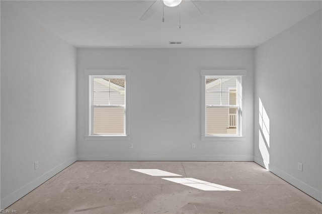 unfurnished room featuring ceiling fan